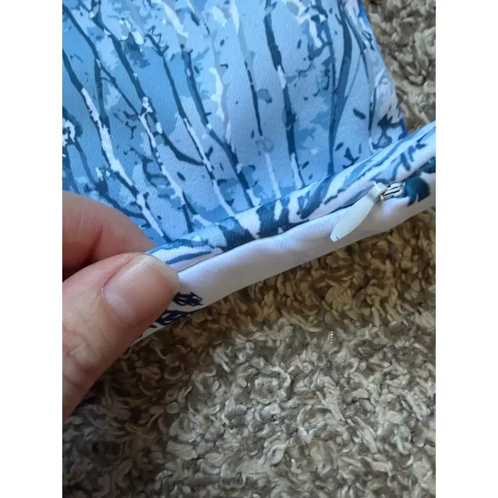 Handmade Sea Turtle Coral Pillowcases Coastal Nautical Blue White Print Set of 2